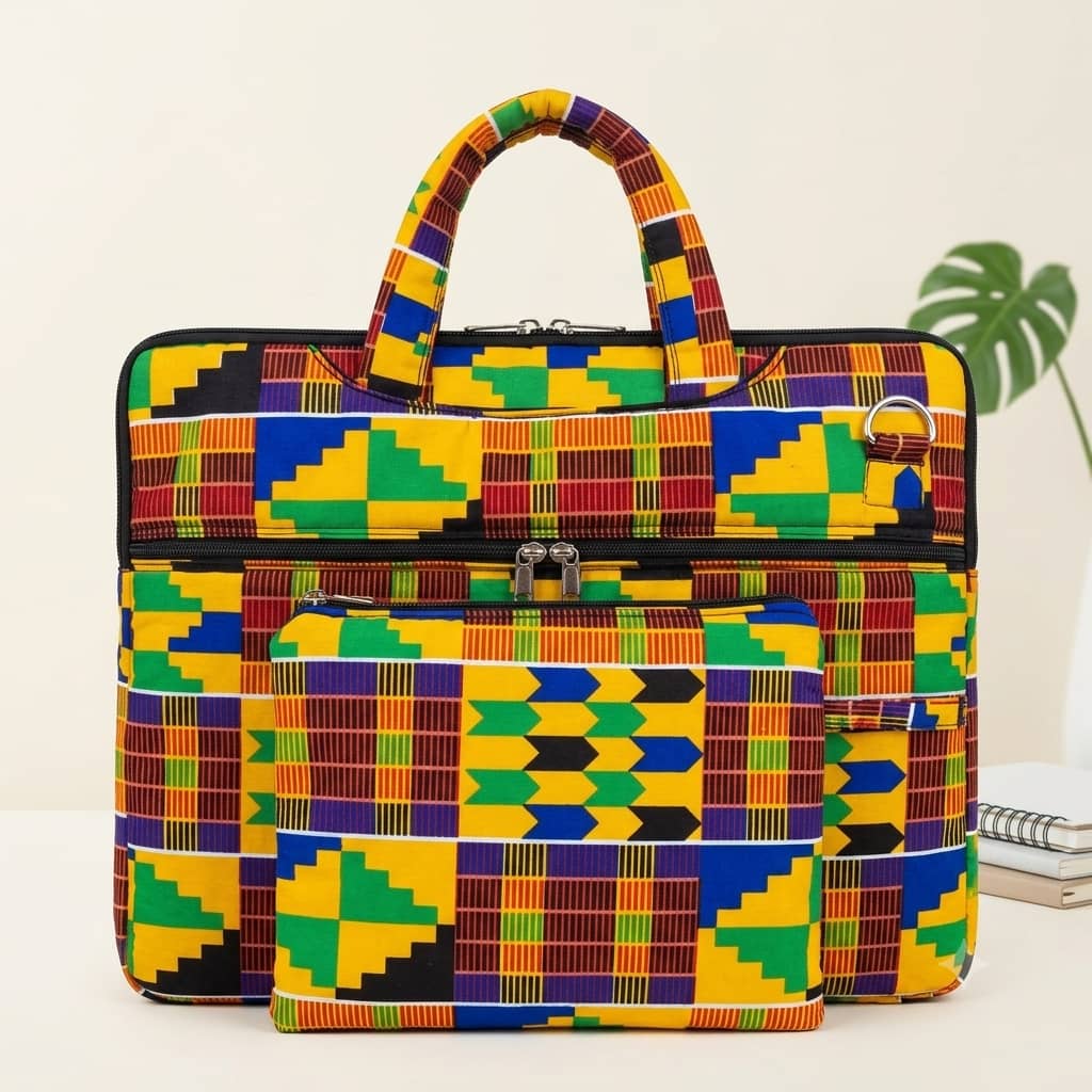 Kente Briefcase & Tech Pouch